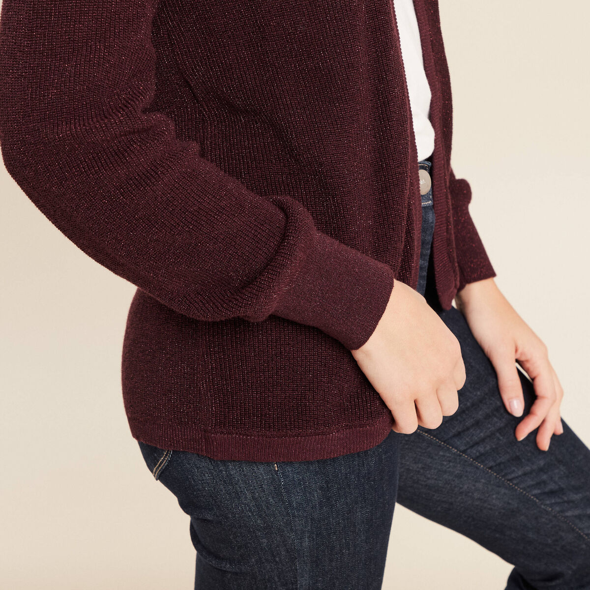 Gilet manches longues bordeaux femme