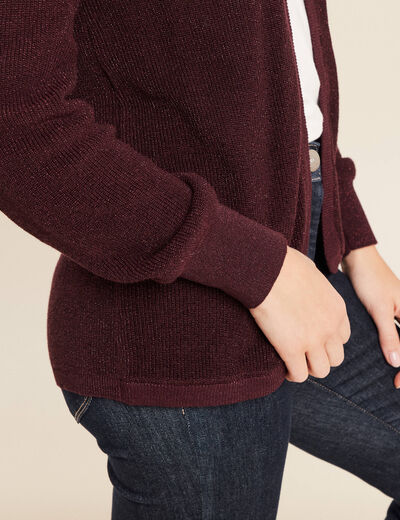 Gilet manches longues bordeaux femme