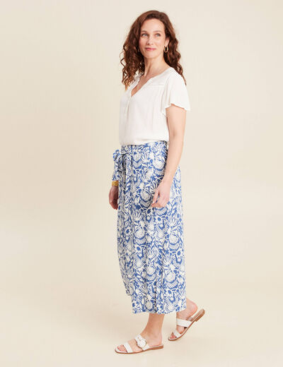 Jupe midi droite bleu femme