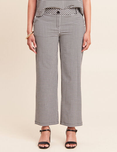 Pantalon large 7/8&egrave;me taille standard noir femme