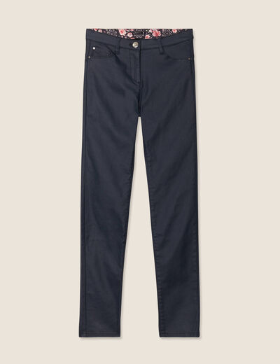 Pantalon magique ajusté bleu canard femme