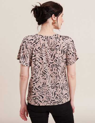 T-shirt manches courtes beige femme