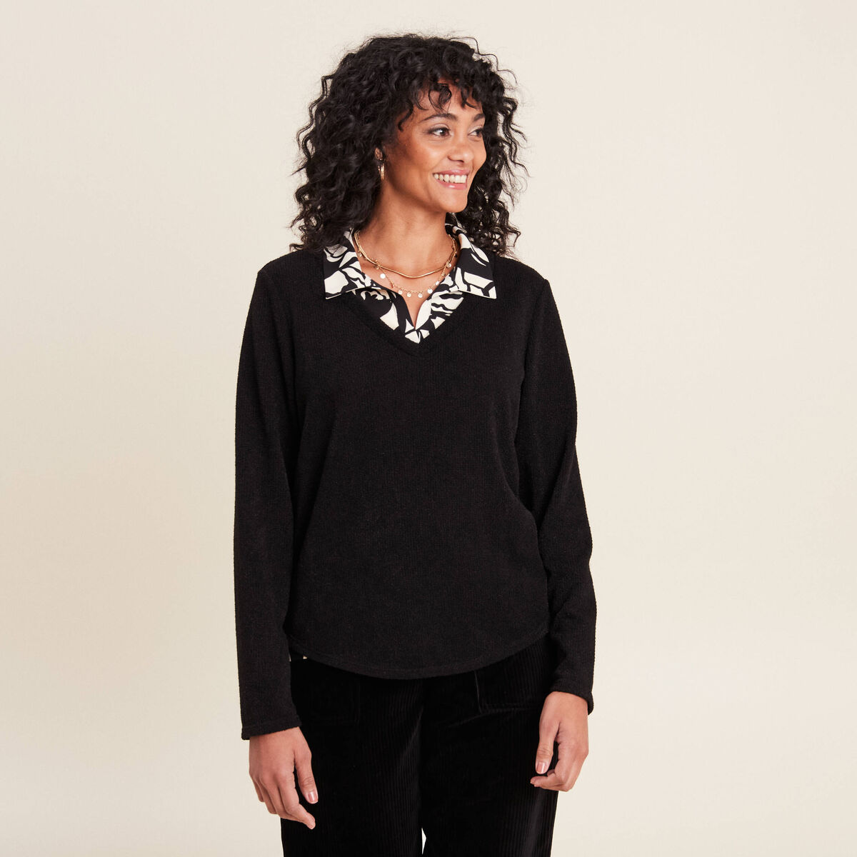 T-shirt manches longues noir femme