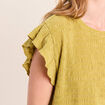 T-shirt col rond manches courtes vert olive femme