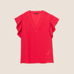 Blouse manches courtes volants rouge femme