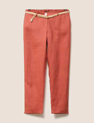 Pantalon flou ceinturé vieux rose femme