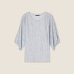 Blouse manches 3/4 pliss&eacute;e gris argent femme