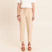 Pantalon mom 7/8&egrave;me en coton beige femme