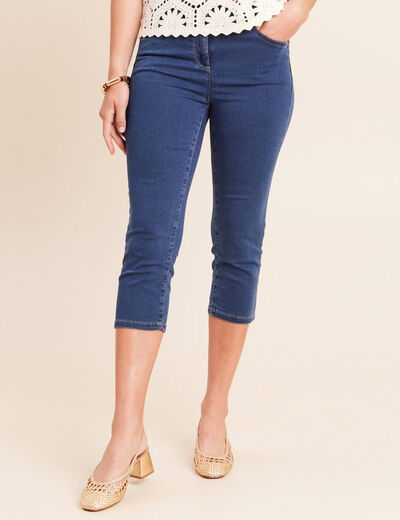 Pantacourt magique Le L&eacute;ger coupe droite denim double stone femme