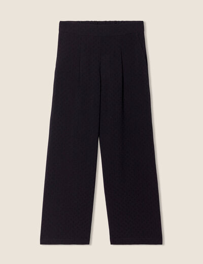 Pantalon large élastiqué noir femme