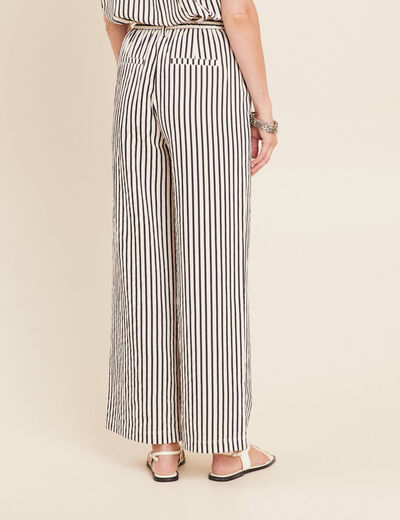 Pantalon large taille haute bleu foncé femme