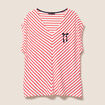 T-shirt manches courtes brodé rouge femme
