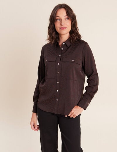Chemise manches longues marron femme