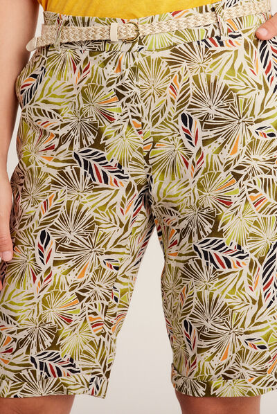 Short droit ceinturé vert femme