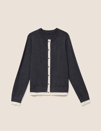 Gilet 2 en 1 col rond gris clair femme