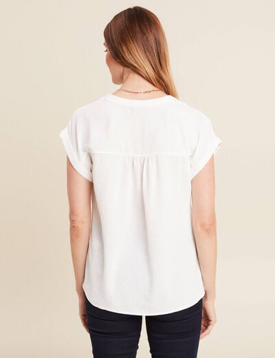 Blouse fluide manches courtes ecru femme