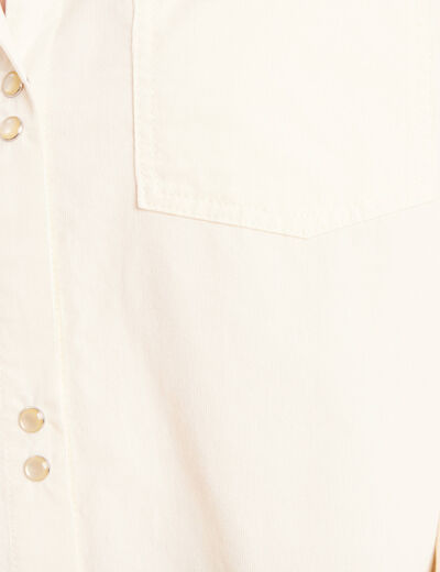 Chemise ample en velours milleraie ecru femme