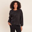Pull col rond manches longues marron femme