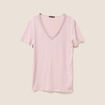 T-shirt manches courtes col en V parme femme