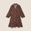 Robe courte &eacute;vas&eacute;e col chemise marron femme