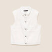 Veste sans manches en jean ecru femme