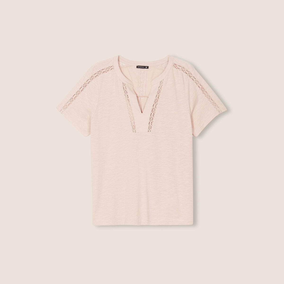 T-shirt manches courtes rose poudrée femme