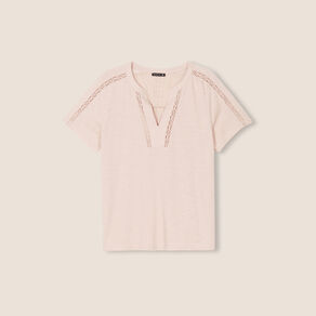 T-shirt manches courtes rose poudrée femme