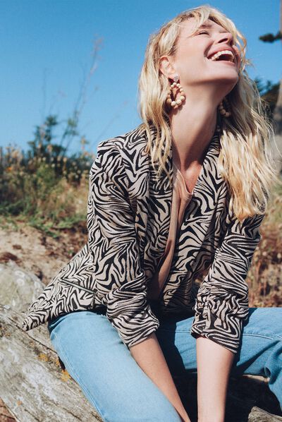 Veste droite manches 3/4 noir femme
