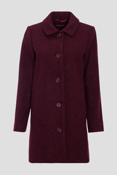 Manteau évasé boutonné noir femme