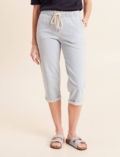 Pantacourt coupe mom bleu femme