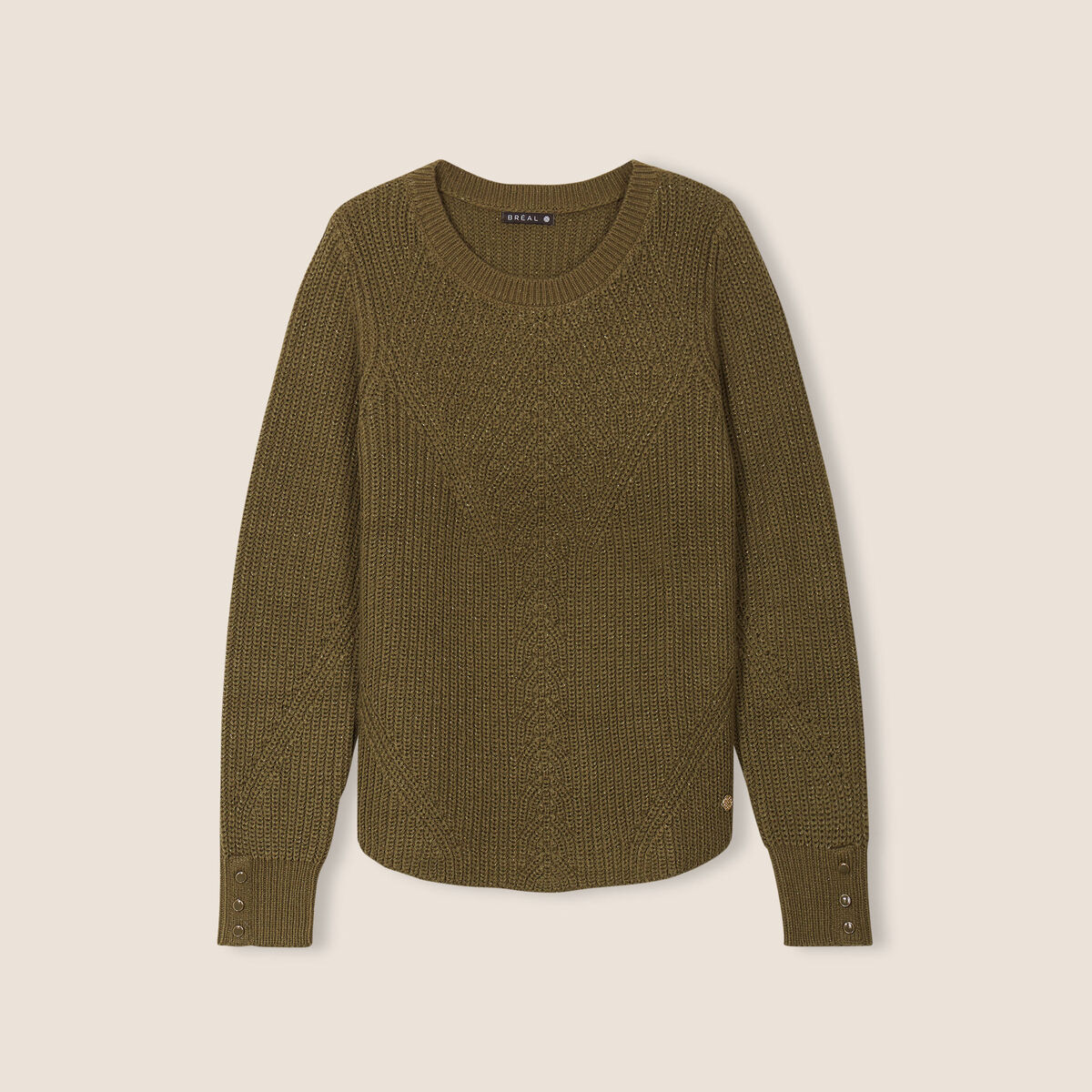 Pull manches longues vert kaki femme