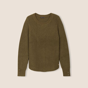 Pull manches longues vert kaki femme