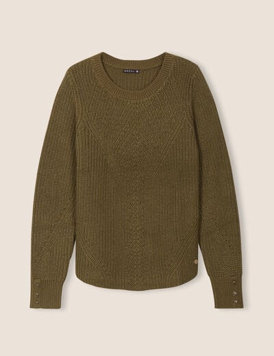 Pull manches longues vert kaki femme