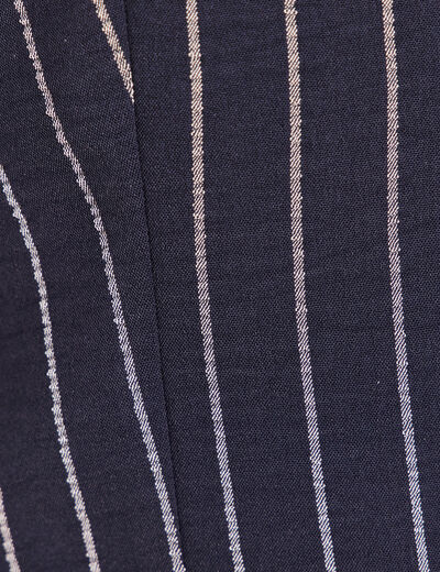 Gilet droit court sans manches col V bleu fonc&eacute; femme