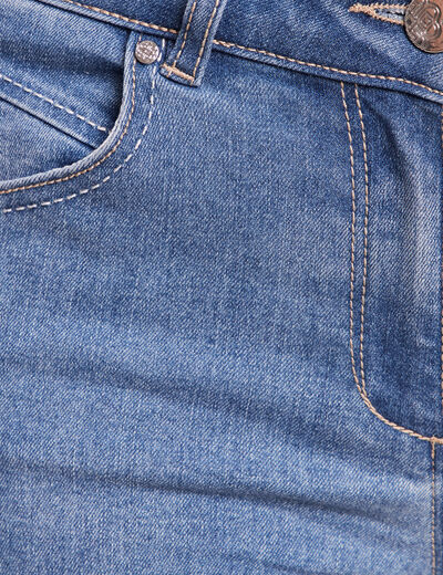 Jean coupe droite taille bascul&eacute;e denim double stone femme