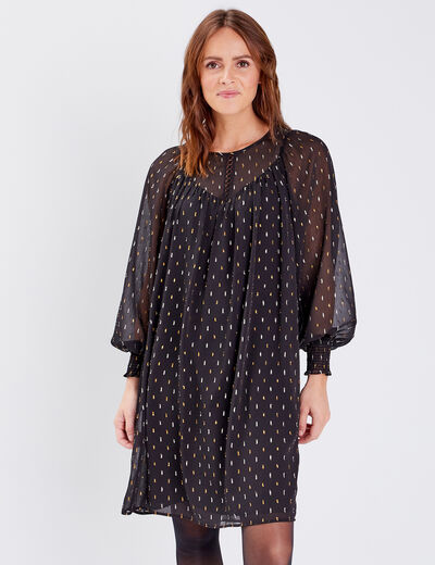 Robe droite fluide noir femme