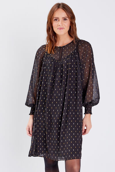 Robe droite fluide noir femme