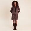 Chemise droite manches longues marron fonc&eacute; femme