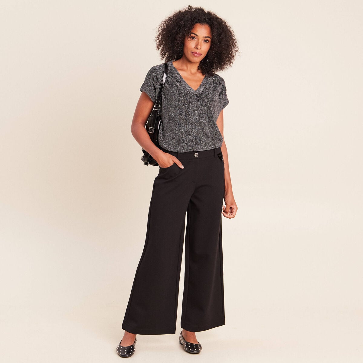 T-shirt manches courtes gris argent femme