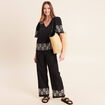 Blouse droite courte manches coudes noir femme