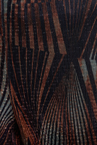 Pantalon large fils métallisés couleur cuivre femme