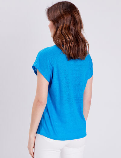 T-shirt manches courtes bleu femme