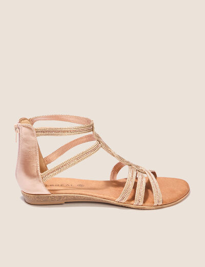 Sandales plates rose clair femme