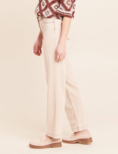 Jean coupe droite taille standard denim beige femme