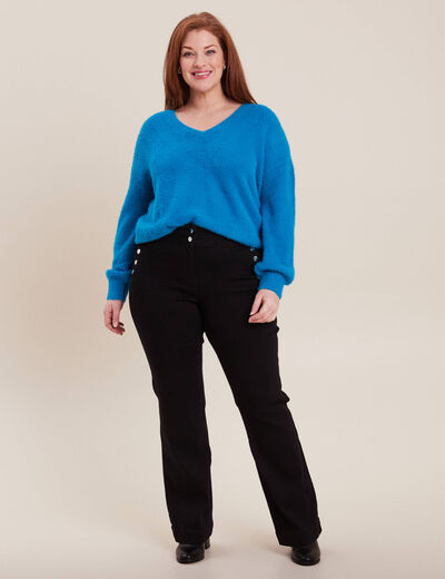 Pantalon coupe bootcut &agrave; pont noir femme