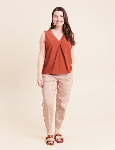 D&eacute;bardeur sans manches marron fonc&eacute; femme
