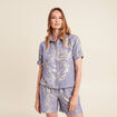 Chemise droite courte manches courtes bleu lavande femme
