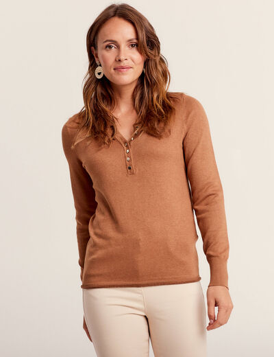 Pull manches longues camel femme