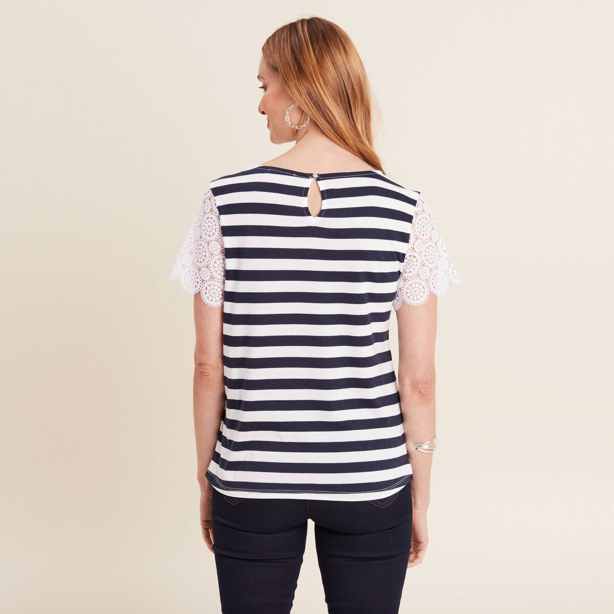 T-shirt manches courtes bleu foncé femme