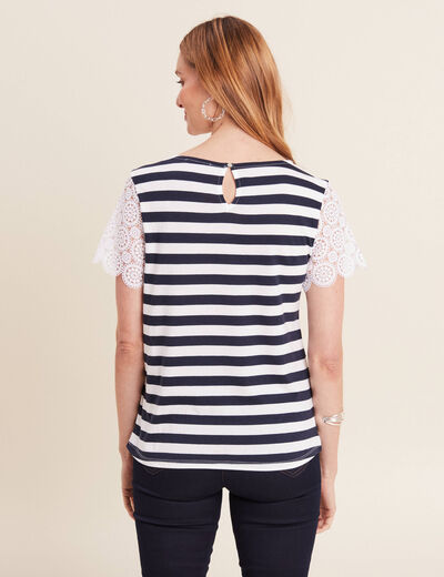 T-shirt manches courtes bleu foncé femme